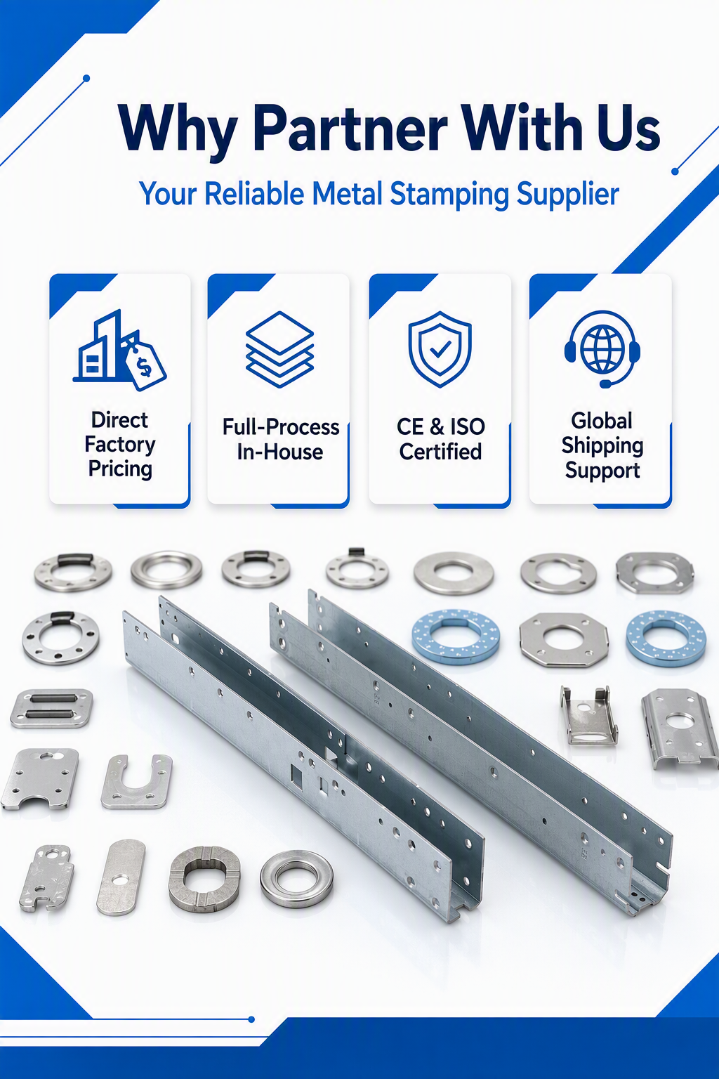 OEM Custom Precision Stamping U Shape Channel Bracket Galvanized Steel Hardware Industrial Shelf Support Rail Metal Parts
