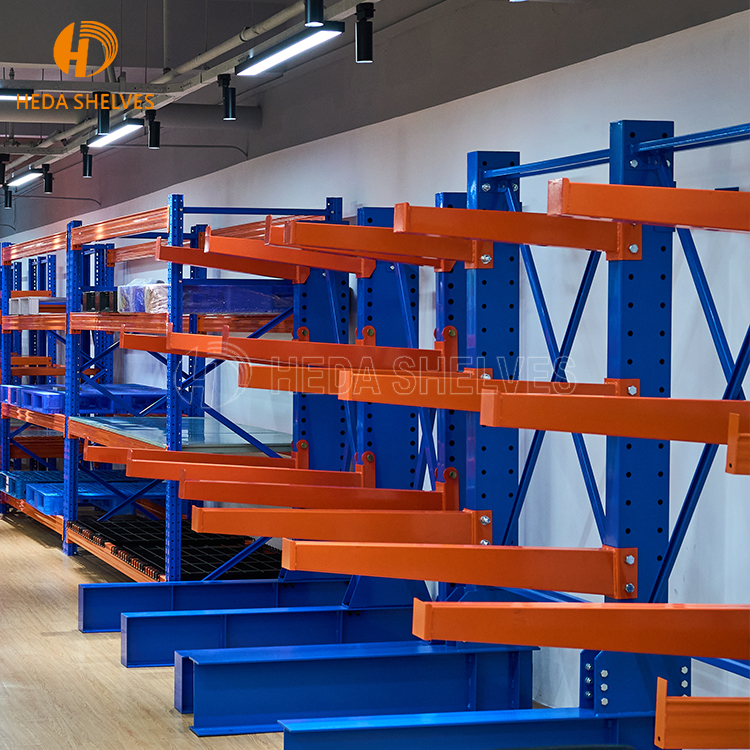 Single/Double Side Heavy Duty Cantilever Rack System Warehouse Storage Long Item Pipes Lumber Steel with Adjustable Arm Rack
