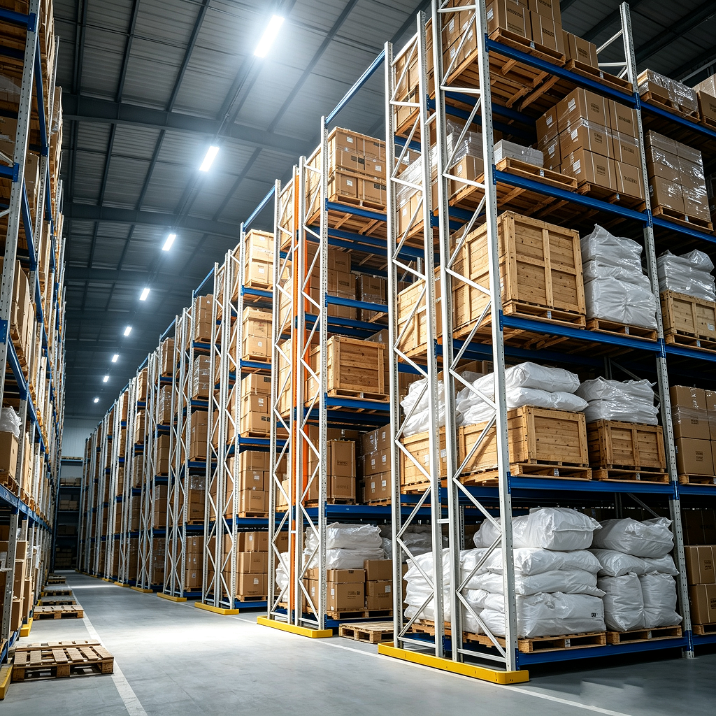 Industrial Heavy Load Selective Pallet Racking System Adjustable BeamHeight Metal Warehouse Storage Rack for Logistics Warehouse