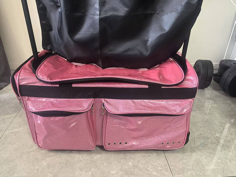 Free sample Top-rated Wheeled Collapsible Rolling Garment Rack for Dance Costumes, Duffel Bags, and Rolling Dance Bags with Rack