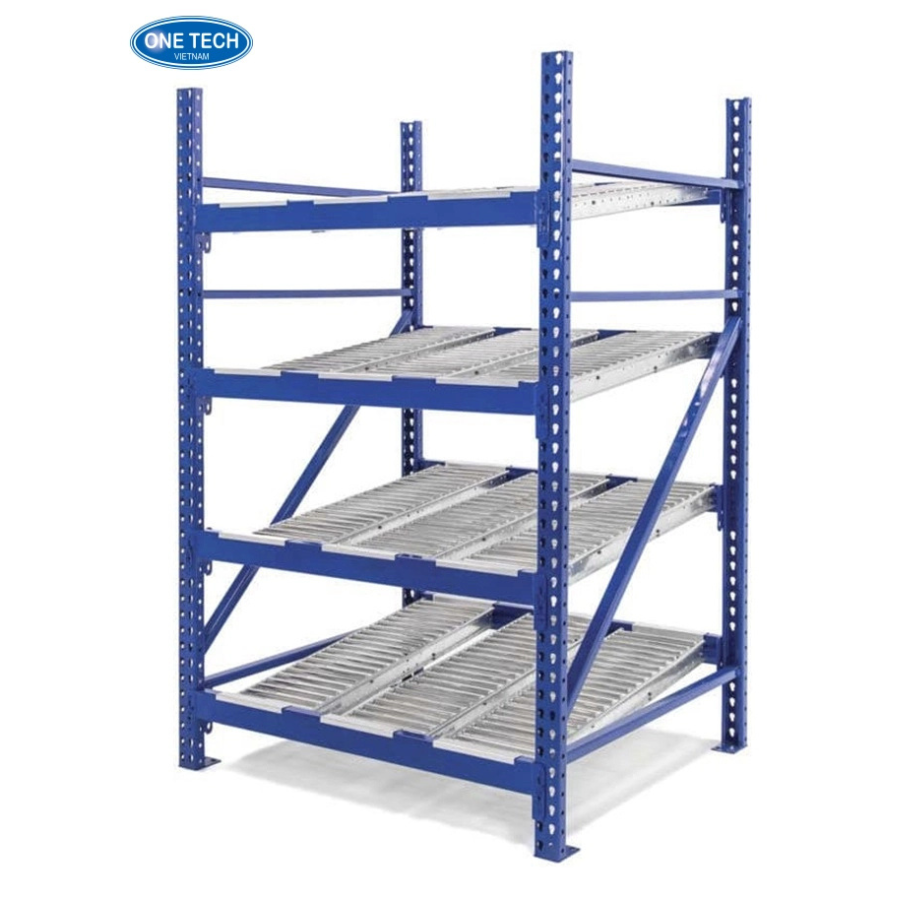 High Quality One Tech Pallet Flow Racking Gravity Flow Racking Vietnam Customization Heavy Duty Steel Electrostatic Powder