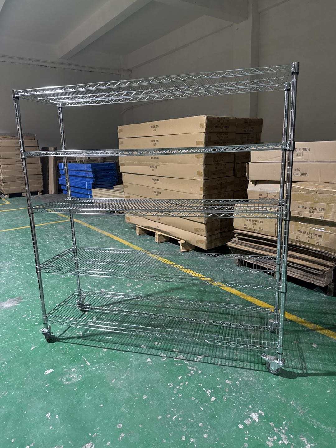Heavy Duty Multi-Layer Floor Standing Storage Racks, Metal Wire Shelving For Warehouse Inventory Storage