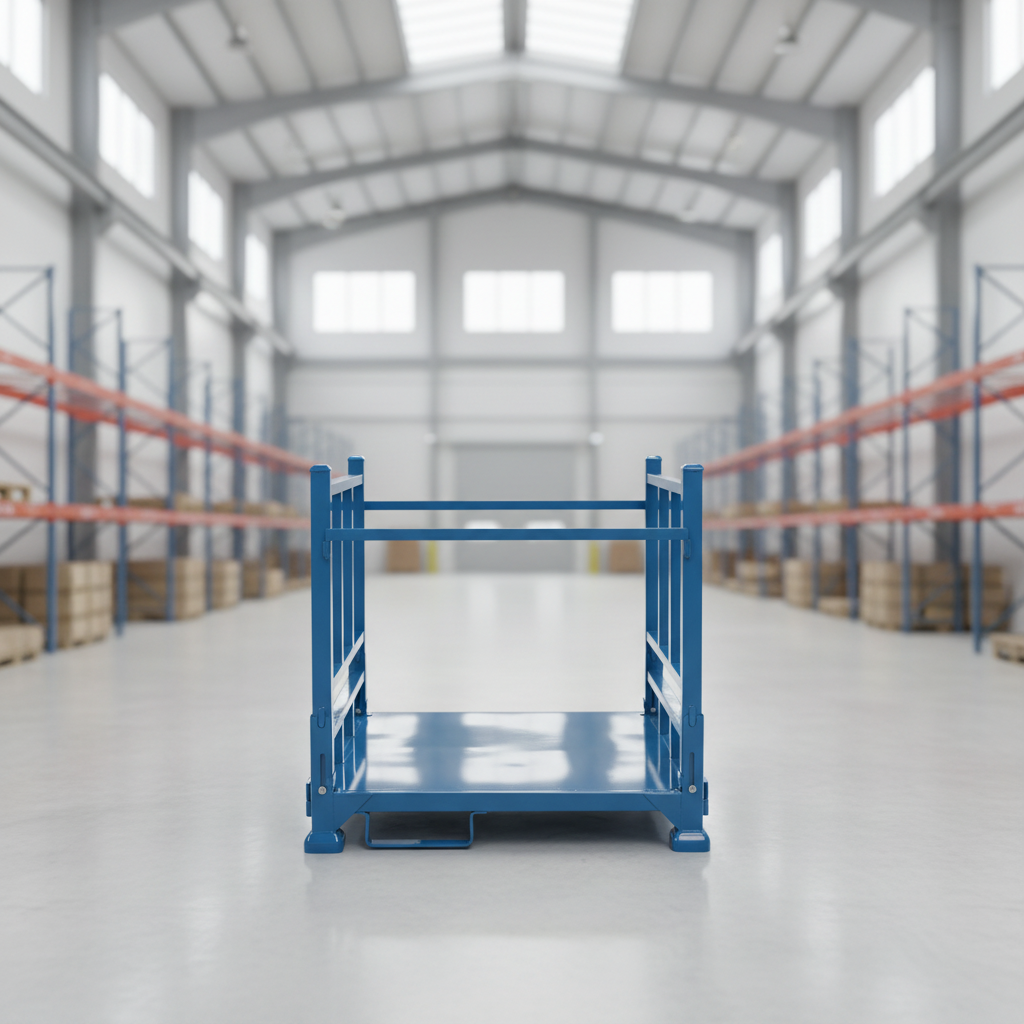 Portable Foldable Steel Pallet Stacking Rack with Brushed Finish Light Duty for Profile Storage and Logistics