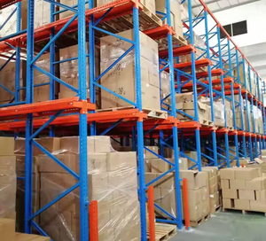 Laser Cut Drive In Pallet Flow System with Metal Safety Guardrails