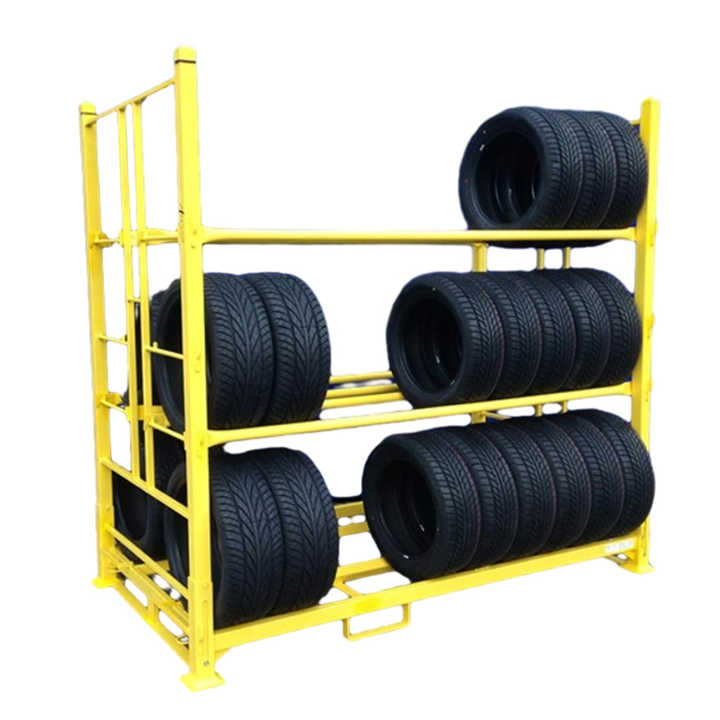 Industries Warehouse Customized Blue Pallet Steel Flat Plate Foldable Stack Fabric Storage Tire Rack Stacking Racks