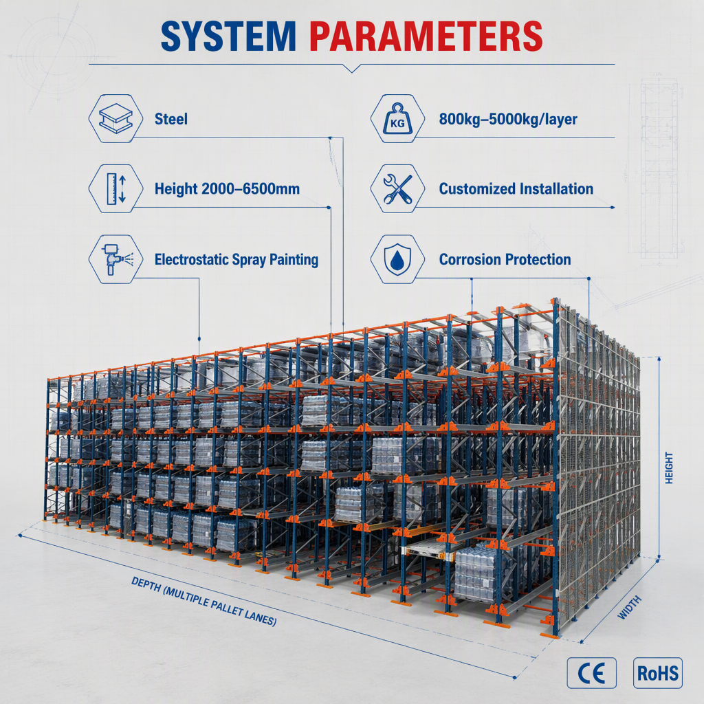 High-Density Ratio Shuttle Racks System Asrs 4 Way Shuttle Racking Radio Shuttle Pallet Rack