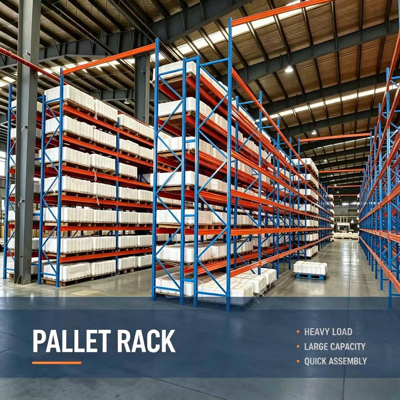 Selective Pallet Racking With Adjustable Steel Beam, OEM For Forklift Palletized Goods Warehouse Storage
