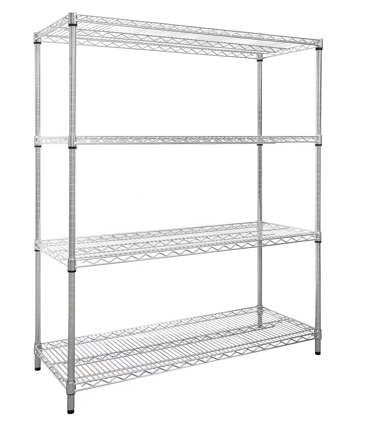 800lbs Loading Weight Per Shelf 4 Tiers NSF Certified Warehouse Industrial Storage Chrome Metal Wire Shelving