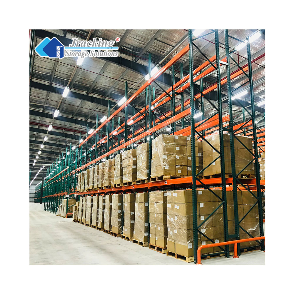JRACKING Heavy Duty Industrial Warehouse Shelves Steel Teardrop Pallet Racking System For Logistics Center Storage