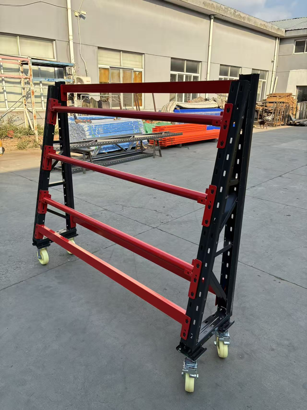 Customized Medium Duty Metallic Roller Rack with Wheels 3-Layer Adjustable Height Storage Rack for Industrial Use