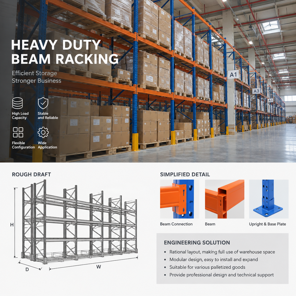 Custom Warehouse Beam Racking Selective Pallet Rack System Q235 Carbon Steel Pallet Storage Racking Selective Pallet Rack