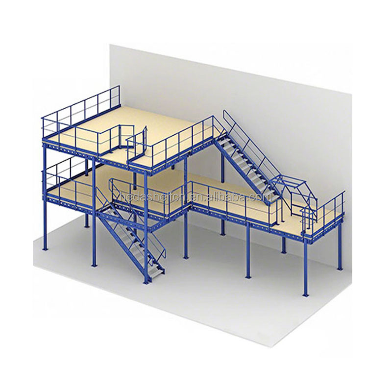 Warehouse Heavy Duty Steel Loft Platform Shelf Storage Attic Rack Pallet Racking Supported Mezzanine Floor Racks System