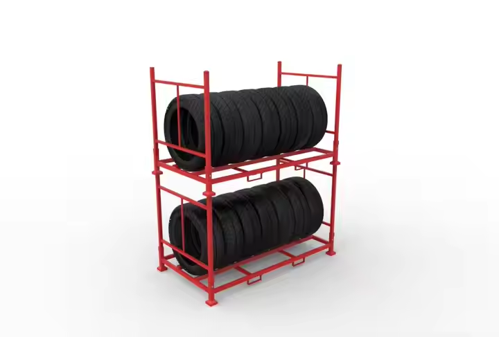 Industries Warehouse Customized Blue Pallet Steel Flat Plate Foldable Stack Fabric Storage Tire Rack Stacking Racks