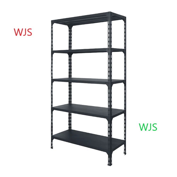 Slotted 5 Level Angle Steel Rivet Rack Storage Iron Racks Shelving UnitS Steel Shelf Slotted Metal Warehouse Racks