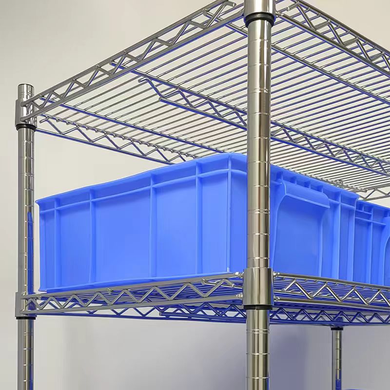 6 Layer Chrome Plated Carbon Steel Wire Shelving Rack Anti-Rust Adjustable Storage Unit for Warehouse