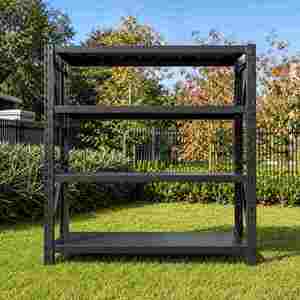 Custom Heavy Duty Shelving 300 Kg Layer Garage Black 4 Tier Warehouse Storage Metal Stacking Shelf Rack for Warehouse