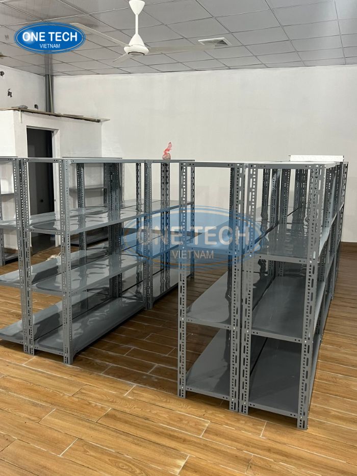 4-tier Slotted angle shelving / Bolt shelving Vietnam Light Duty Screw Assembly Adjustable Electrostatic Powder Coating