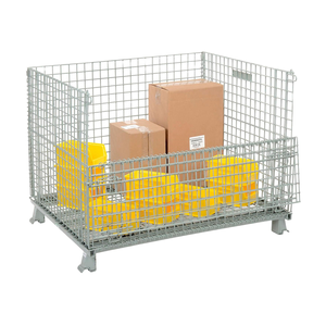 Collapsible Wire Mesh Container Stackable Storage Cage Pallet Foldable Stillage ODM 300kg Powder Coated For Warehouse