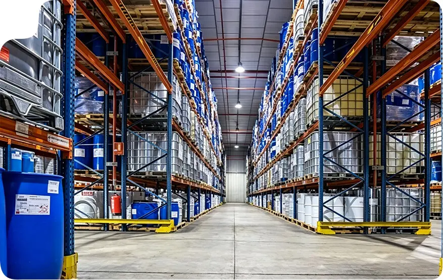 Hazardous material and chemical drum rack mezzanine