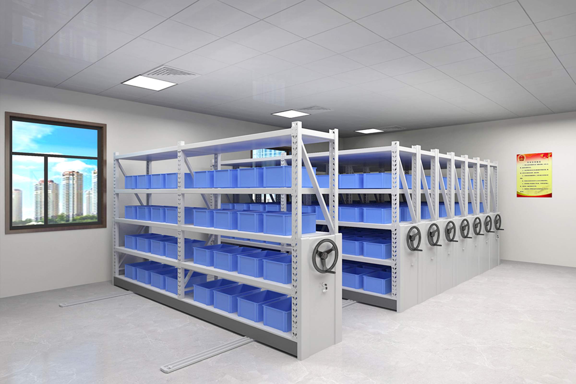 Steel Large Archives Mobile Shelving Metal Movable Compactor Filing Cabinet Mass Compactor Full Space Warehouse Rack