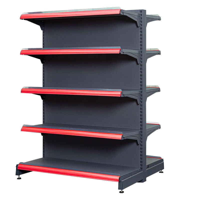 Single Sided 5-Tier Light Duty Steel Wall Rack for Supermarket Solid Back Panel Display Shelving Epoxy Powder Coating 30-60kg