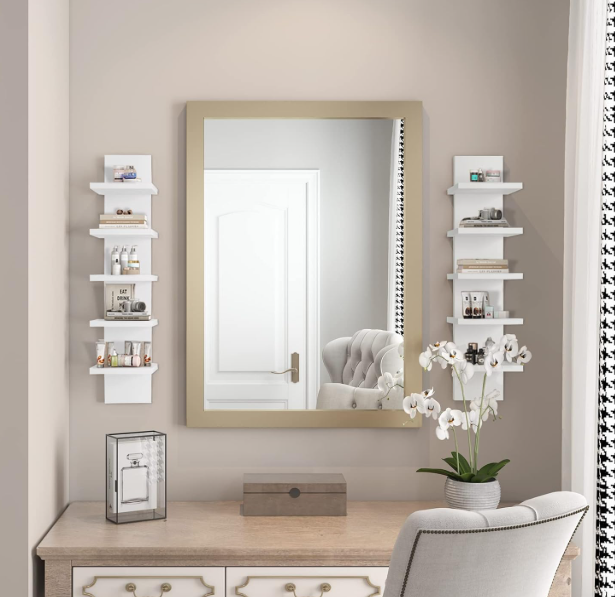 5 Layer Detachable Customizable Wooden Wall Shelf Unit White Vertical Floating Shelf Large Capacity Narrow Bathroom Kitchen