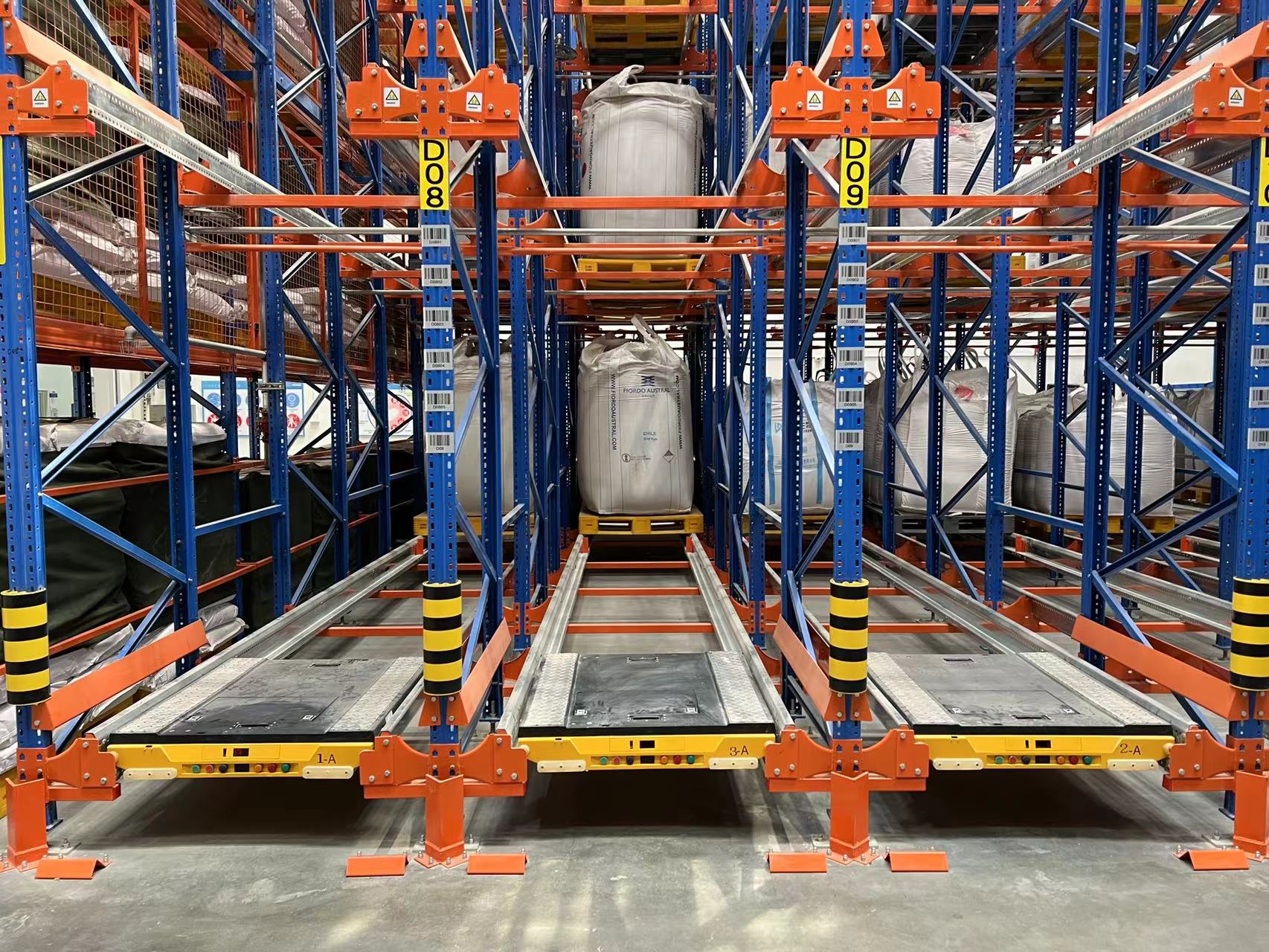 Automated Radio Shuttle Rack High Density Warehouse Storage System 2 Way Pallet Racking FIFO LIFO for Boxed Goods