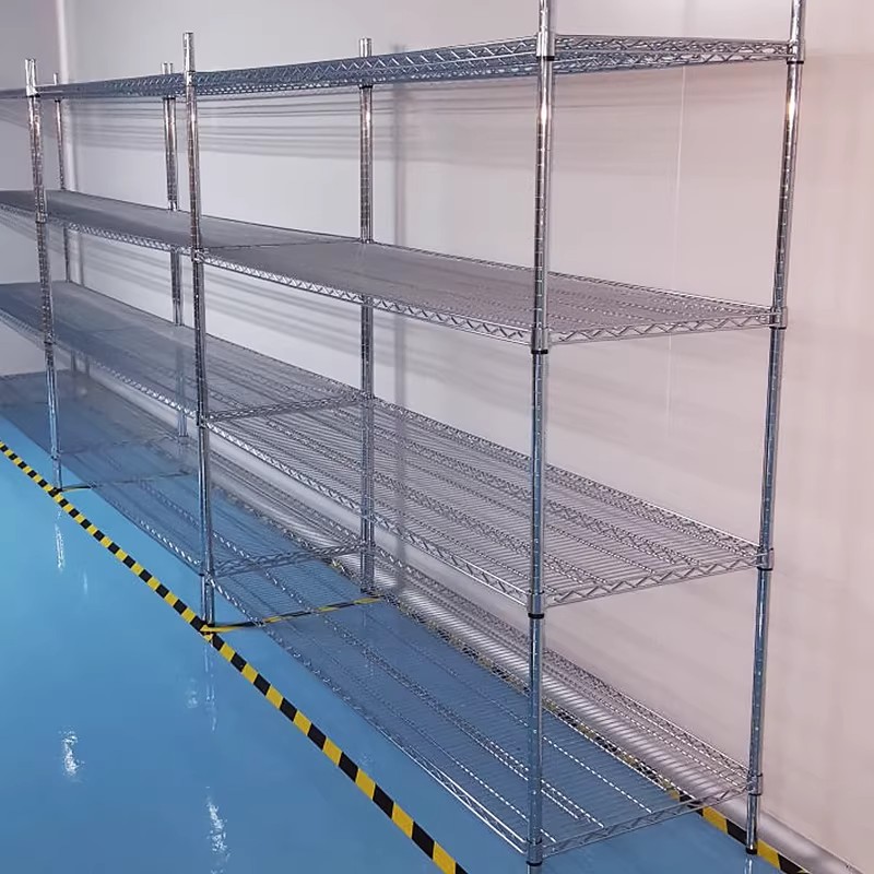Heavy Duty Multi-Layer Floor Standing Storage Racks, Metal Wire Shelving For Warehouse Inventory Storage