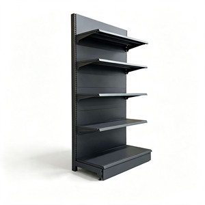 Heavy Duty Black Steel Supermarket Gondola Display Rack