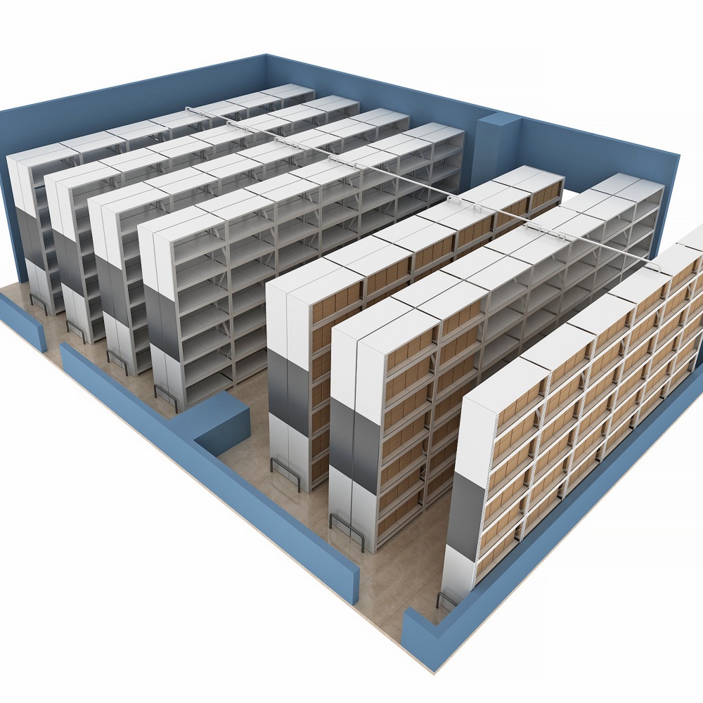 Steel Large Archives Mobile Shelving Metal Movable Compactor Filing Cabinet Mass Compactor Full Space Warehouse Rack