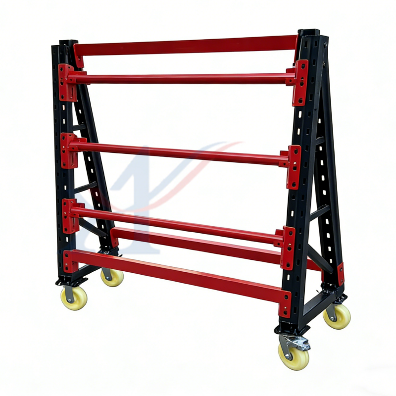 Customized Medium Duty Metallic Roller Rack with Wheels 3-Layer Adjustable Height Storage Rack for Industrial Use