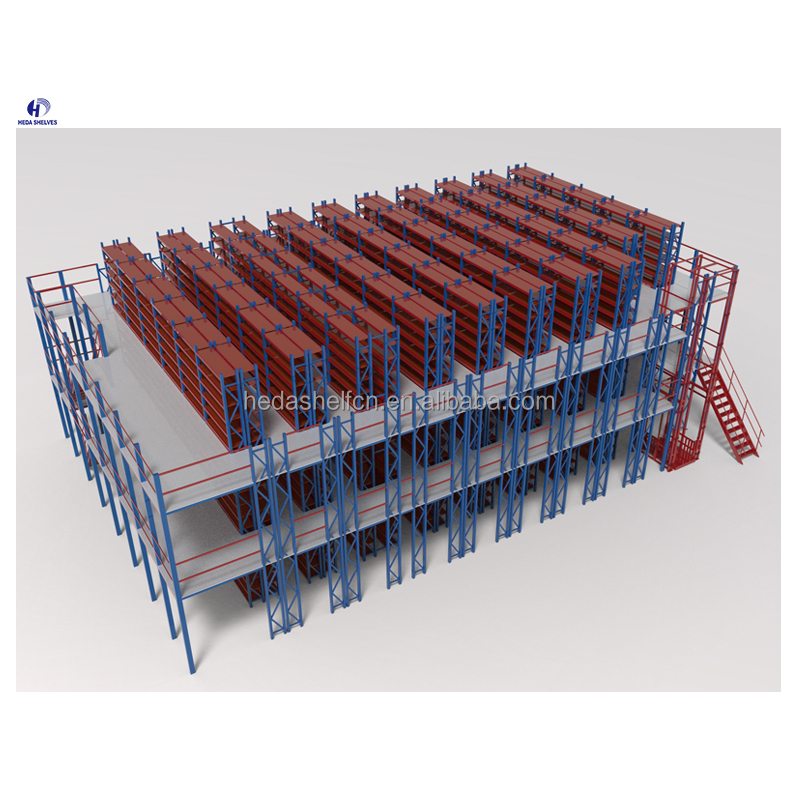 Warehouse Heavy Duty Steel Loft Platform Shelf Storage Attic Rack Pallet Racking Supported Mezzanine Floor Racks System