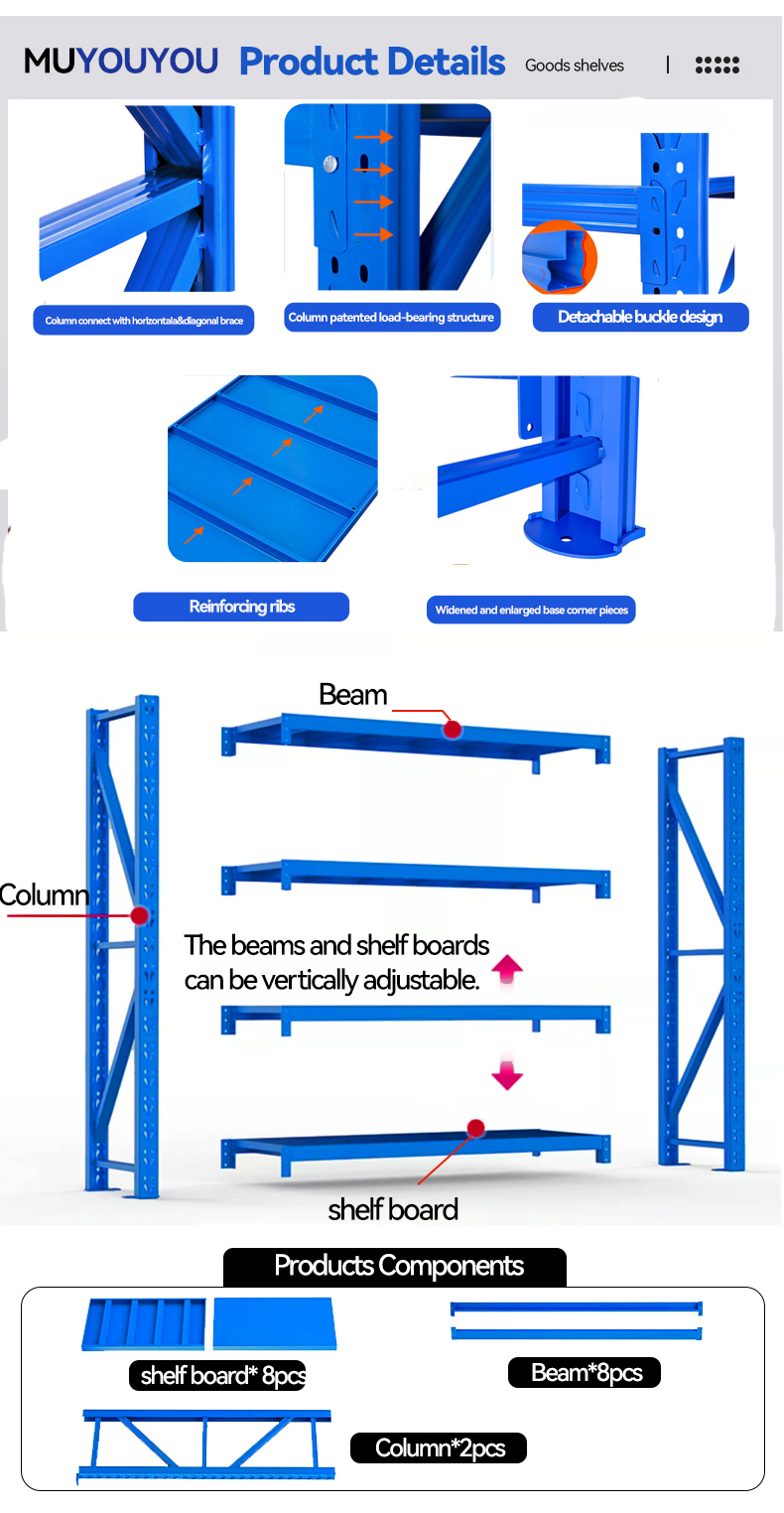5/6 Layer Heavy Light Duty Steel Warehouse Rack Adjustable Industrial Shop Storage 400kg Garage Metal Workshop Shelf